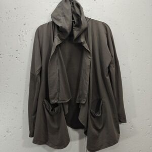 bobi Womens XS Hooded Cardigan Gray Open‎ Front Waterfall